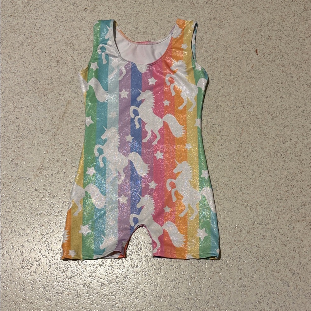Source Unknown Rainbow Unicorn Kids One-Piece in Multicolor gymnastic outfit